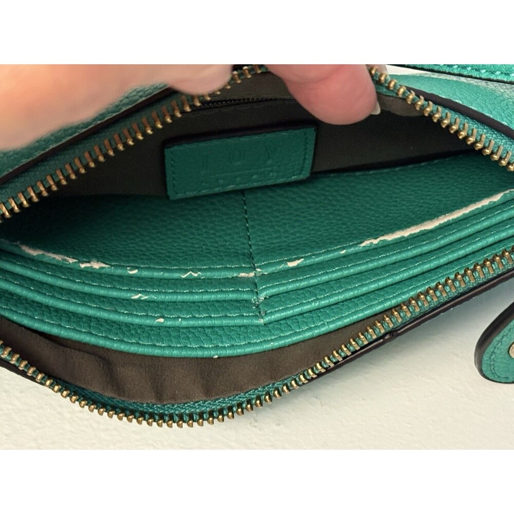 Joy Susan Mini Crossbody Wristlet Clutch Pebbled Green Vegan Leather - Picture 6 of 8